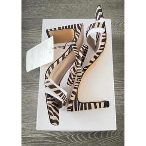 The Drop Avery Zebra Print Strappy Square Toe Heeled Sandal Women Size 8